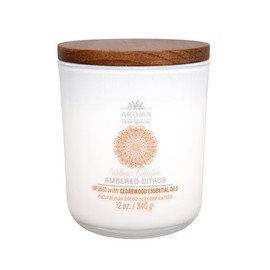 House of Velas, Aroma from Nature Wellness Collection Candle, 12 oz, 2 Cotton Wicks, Ambered Citrus, Large Painted Jar