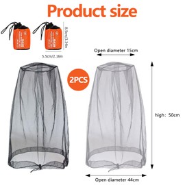 Moskitonetz Kopf 2 Stück Moskito Kopfnetz Kopfnetz Gesichtsnetz Kopfbedeckung Mückennetz Kopfnetz Moskitonetz Hut Kescher Gesicht Ineinander Mosquito Net Head for Insects Klettern Angeln Imkerei