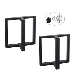 MBQQ Rustic Decor T-Shape Table Legs, Heavy Duty Metal, 15.7'H x 17.7'W, Dining & Desk, Industrial Modern, DIY Iron Bench Legs