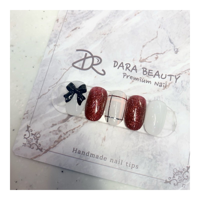 Next day delivery⭐Checked ribbon nail⭐ / 다음날 발송⭐체크 리본네일⭐