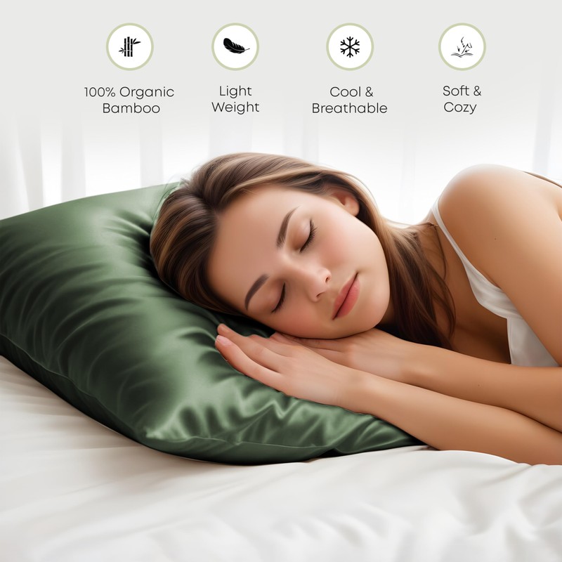 LINENWALAS 100% Organic Bamboo Pillow Cases 2 Pack, Soft Premium