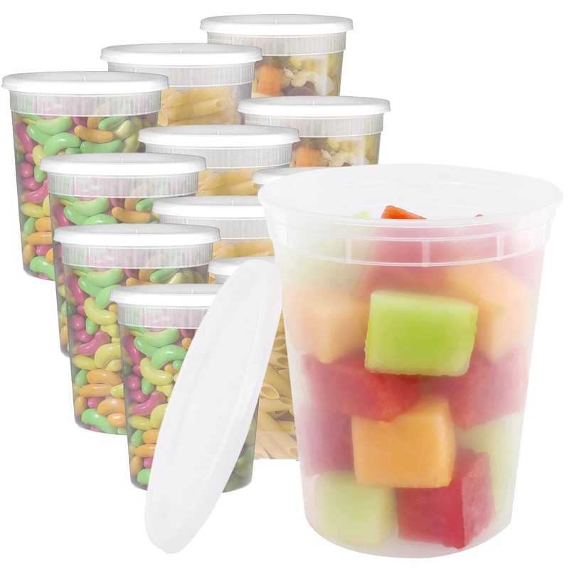 Zuvo Plastic Soup Containers with Lids - 32 OZ (24