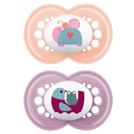 MAM Skinsofttm Original S164 Schnuller mit Sauger aus Silikon, ultra-weich, für Babys ab 6 Monaten, mit automatischer Sterilisierungsbox, Rosa, 2 Stück