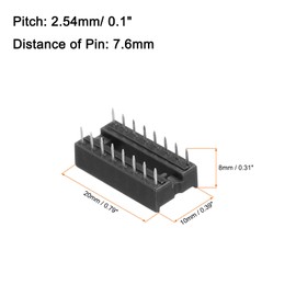 sourcing map 30Pcs DIP IC Chip Socket Adapter, 2.54mm Pitch 16 Pin Gate Soldering Flat Circuit Chip