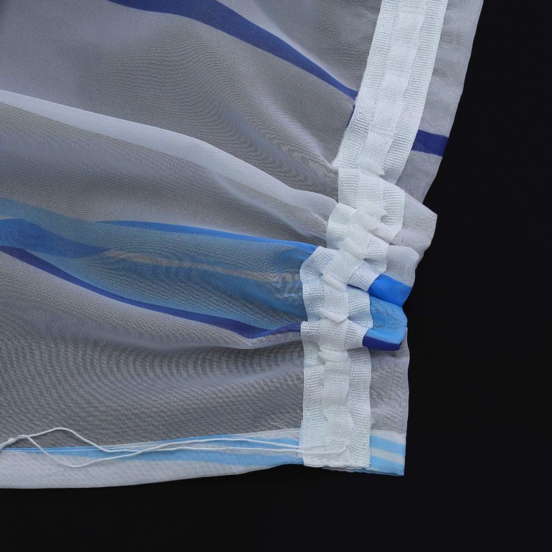 Eslir Transparent Tab Top Curtains, Wavy Pattern, Voile, Pack of