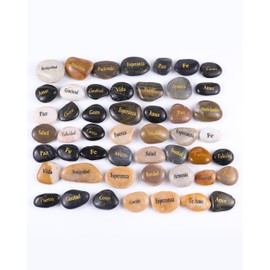 ROCKIMPACT 50 Pieces Spanish ESPAÑOL Engraved Rocks Inspirational Pebble Stones, Spanish ESPAÑOL Motivational Stones Positive Sayings for Students Teachers Affirmation, 2"-3" Each