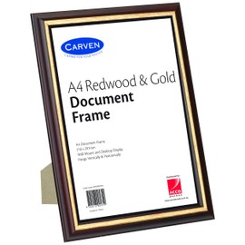 CARVEN QFWDRDWA4 Document Frame, Redwood, Gold A4