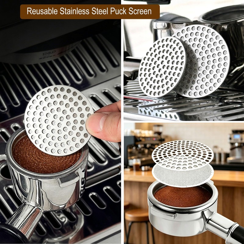 6 PCS Espresso Tools Set,Espresso Tamper,Coffee Distributor,Puck Screen,Dosing Funnel,Coffee Brush