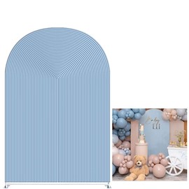 KONPON Light Blue Ripples Arched Frame Fabric Cover for Birthday Partied Double-Sided Stretchy Chiara Backdrops Arched Wall Stands Covers Arch Backdrop Cover 4x7ft