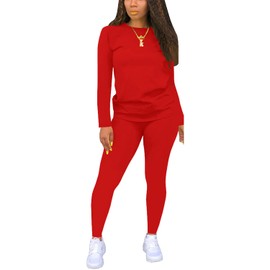 Nimsruc Two Piece Outfits For Women Jogging Suit Sweatsuits Sets Casual Matching Athletic Clothing Fashion Tracksuit Red M