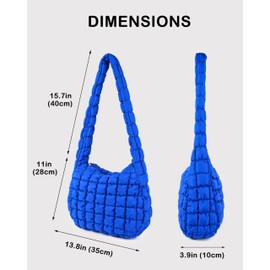 Rejolly Puffer Quilted Shoulder Bag for Women Puffy Bubble Tote Bag Lightweight Nylon Handbag Padded Soft Purse Klein Blue