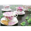 roiyarua-den Cup & Saucer Bone China 240ml Rose Pattern Purple