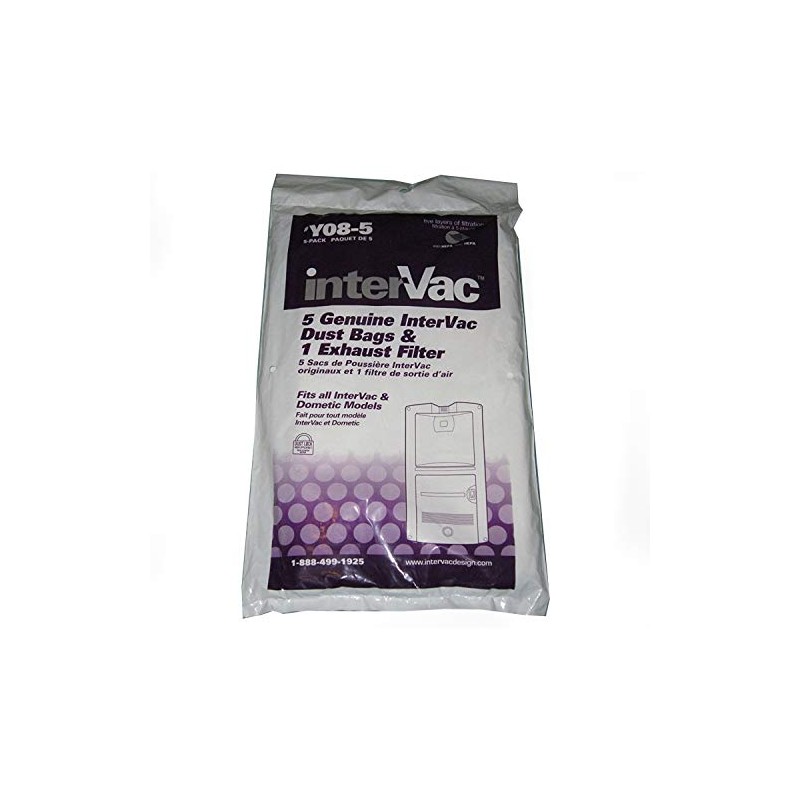 Intervac HEPA 5-pack Dust Bags and Exhaust Filter Y08-5 by