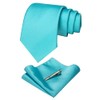 RBOCOTT Turquoise Tie and Pocket Square, Tie Clip Set for