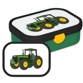 Mepal Lunch Box for Children - Bento Lunch Box - Tractor - Lunch Box with Bento Compartment & Fork - Meal Prep Box Clip Closure - BPA Free & Dishwasher Safe - 750 ml - Tractor Cartoon