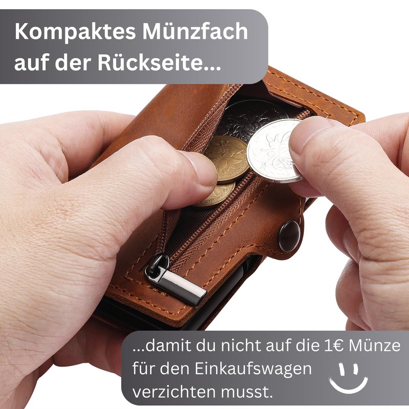 Wolkenstein Leather Card Case with Coin Compartment Men's Credit Card