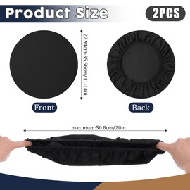 Giantree Pack of 2 Stool Cover Round, Round Swivel Chair Stool Cover Cushion Cover Washable Stool Cushion Cover Stretchy Bar Stool Cover for Dining Room Chairs Round Stool (Black)