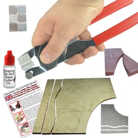 Ceramic Tile Cutter - Hand Held Ceramic Tile Cutter, Tool Cut Curves & Straight Lines, Cut around Toilet, Replaceable Carbide Wheel, Made in UK With Step By Step Instructions, Oil and Online Videos