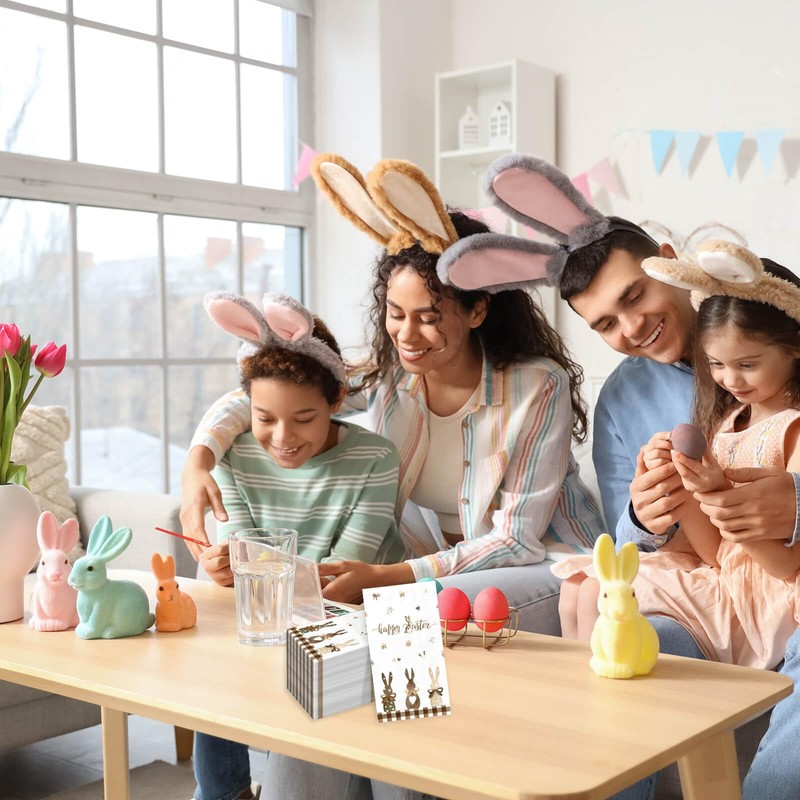 100pcs Rabbit Bunny Happy Easter Guest Napkins Disposable Paper Decorative