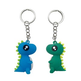 PAEHUIMT Pack of 2 Dinosaur Keyrings, Blue & Green