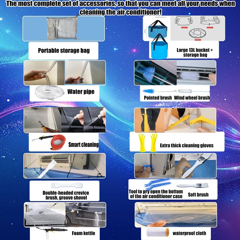 kikepilm Mini Split Cleaning Bag Kit with Double Hose Drain,