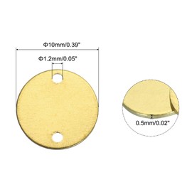 MECCANIXITY 20pcs Brass Round Stamping Blank DIY Label Tags 10mm/0.39inch for Craft, Pendant Decoration, 1.2mm/0.05inch Double Hole, Yellow