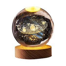 3D Solar System Large Crystal Ball Lamp with Base and USB LED Light, Gift Box Included