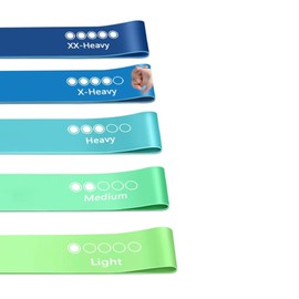 Active 100 Resistance Bands Set of 5 – Skin-Friendly Loop Bands With 5 Resistance Levels, Ideal Exercise Band for Home Gym, Yoga, Pilates – Includes Carrying Case & Free Guide (Mint Green-Blue)