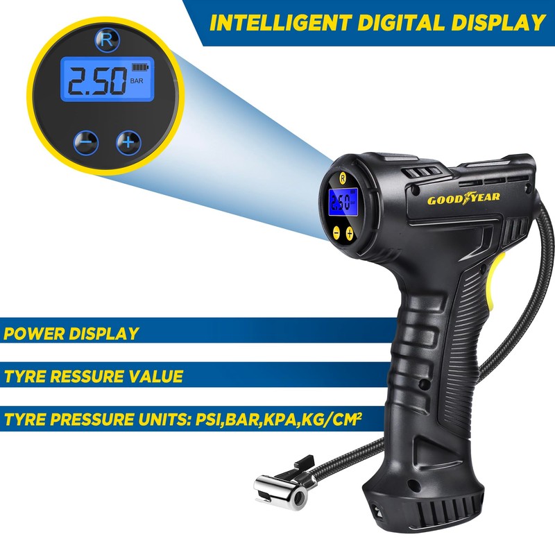 Goodyear Heavy Duty Pro Tyre Inflator - Efficient Power Supply