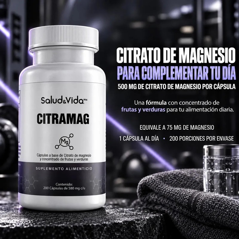 Citrato de Magnesio 200 Cápsulas de 500 mg Citramag SaludVida