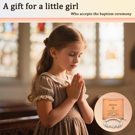 Baptism Gifts for Girl Catholic Cross Bracelet to Girls Religious Gifts Teens Girl Pearl Bead Rosary Bracelet Gift for Daughter Granddaughter Niece