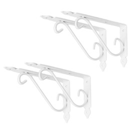 Ouvin Decorative Wall Shelf Brackets 4 Pack 6inch Heavy Duty L Corner Brace Shelf Support Floating Metal Brackets with Screws (150 mm/6 inch) White