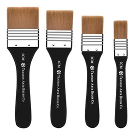 4 Pcs Flat Paint Brushes Set, Nylon Hair Oil Brush, Professional Watercolour Acrylic Paint Brushes for Beginners Artists Oil Paintings Watercolor Gouache (2/3/4/5 cm)