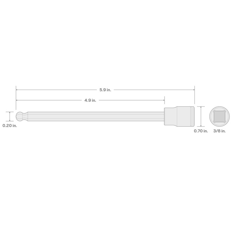 TEKTON 3/8 Inch Drive x 4.5 mm Long Ball End