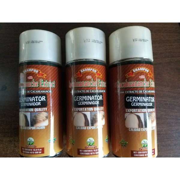 PLANTIMEX 3 BOTTLES SHAMPOO WITH CACAHUANANCHE EXTRACT GERMINATOR GROWTH PROMOTER
