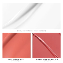 LAURA GELLER NEW YORK Hydration Heroes Kit: Spackle Primer, Hydrate + Jelly Balm Tinted Lip Balm, Just Peachy + Serum Blush Cheek Tint, Poppy Peach