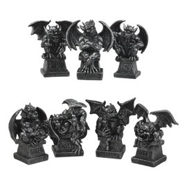 Ebros Allegorical Seven Deadly Sins Gargoyle Figurine Set of 7 Cardinal Sins Pride Sloth Gluttony Envy Greed Anger and Lust Gargoyles Sculptural Decor