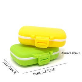 Honbay 2PCS Vitamin Organizer Box Portable Small Pill Case with 3 Removable Compartments for Travel or Daily Use
