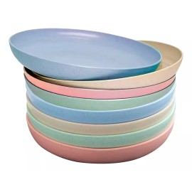 MIXIANG Set 8 Platos Redondo Fibra De Trigo Ecológicos Mx-019