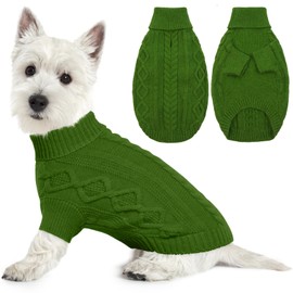 LeLePet Dog Jumpers Winter Dog Pullover, Knitted Warm Turtleneck Dog Christmas Sweater for Cold Weather, Soft Dog Knitwear for Small Dogs Boys Girls Pet Vest Outfit Cat Sweater, Green, XS