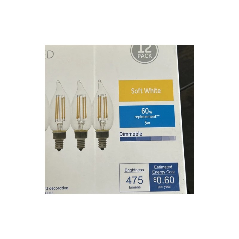 GE Basic 5W Candelabra Base CAC LED Soft White Dimmable