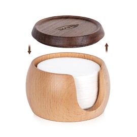 IKAPE Espresso Coffee Accessories, 200pcs 53.3MM Paper Filters, Replacement Espresso Puck Paper Filters with a Wooden Storage Holder, Compatible with Breville 54mm Portafilter Basket