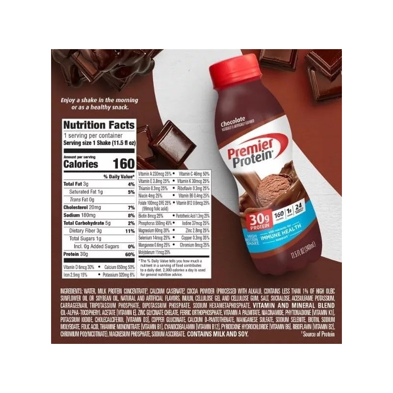Premier Protein Shake, Chocolate, 30g Protein 1g Sugar 11.5 fl