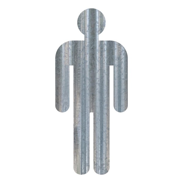 Bathroom People Corrugated Galvanized Metal Sign (24 Inch, MALE)