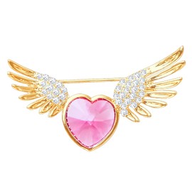 KZQtriid Brooches For Women,14k Gold Plated Copper,Angel's Wings Brooch Love Brooch,Heart Brooches,Brooches Pin for Birthday, Christmas,Valentines, Wedding Parties, Anniversaries