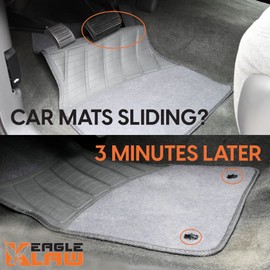 Eagle Klaw 2.0 Floor Mat Clips (8 Sets) for Car Mats and Floor Liners - Made in USA Car Accessories - Black - 4 Car Floor Mats kit + 3/8" Cutter