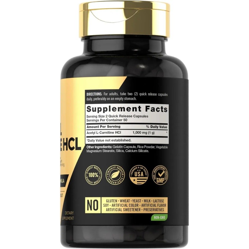 Pre Entreno Acetil L- Carnitina Hcl 100 Cpsulas 1000mg L81