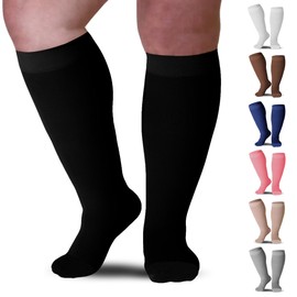 Mojo Compression Socks Opaque Knee-High Support Stockings for Deep Vein Thrombosis and Chronic Venous Insufficiency - X-Large, Black – Made in USA - Closed Toe - AB201BL4