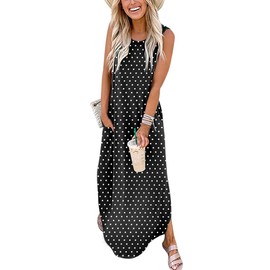 ANRABESS Women Casual Loose Sundress Sleeveless Split Maxi Long Beach Shirt Dress Travel Vacation 2025 Summer Outfits Floral Print X-Large
