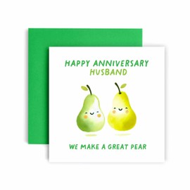Huxters Anniversary Card for Husband Great Pear Wedding Anniversary Happy Love ever after - 14.8cm (Husband Pear)